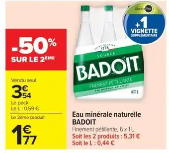 Carrefour Market Eau minérale naturelle Badoit offre