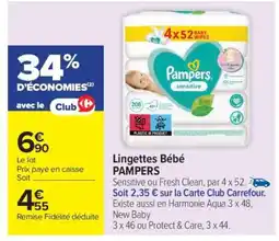 Carrefour Market LINGETTES BÉBÉ “PAMPERS” offre