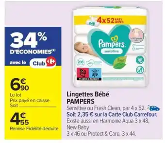 Carrefour Market LINGETTES BÉBÉ “PAMPERS” offre