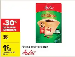 Carrefour Filtre à café 1 x 4 brun offre