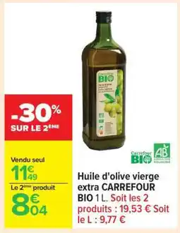Carrefour Huile d'olive vierge extra CARREFOUR BIO 1 L offre