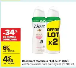 Carrefour Déodorant atomiseur Lot de 2 DOVE offre