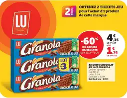 Hyper U LU Granola biscuits chocolat au lait offre
