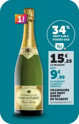 Hyper U Champagne aop brut henry de valbert offre