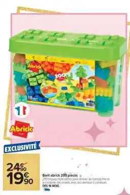 Carrefour Baril abrick 200 pièces offre