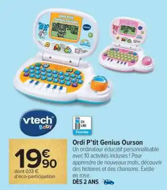 Carrefour Ordi P'tit Genius Ourson offre