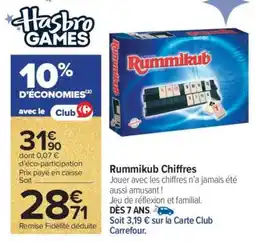 Carrefour Rummikub Chiffres offre
