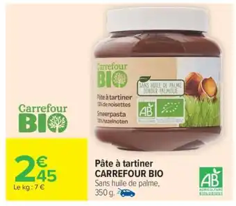 Carrefour Market Pâte à tartiner CARREFOUR BIO offre