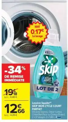 Carrefour Market Lessive liquide SKIP MON CYCLE COURT PARFAIT offre