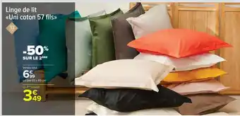 Carrefour Market Linge de lit Uni coton 57 fils offre