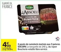 Carrefour 2 pavés de rumsteck marinés aux 3 poivres offre
