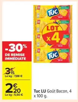 Carrefour Tuc LU Goût Bacon, 4 x 100 g offre