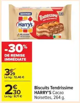 Carrefour Biscuits Tendrissime HARRY'S Cacao Noisettes, 264 g offre