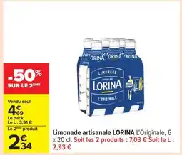 Carrefour Limonade artisanale LORINA L'Originale, 6 x 20 cl offre