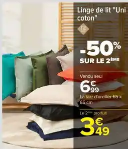 Carrefour Linge de lit ''Uni coton'' offre