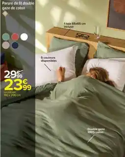 Carrefour Parure de lit double gaze de coton offre