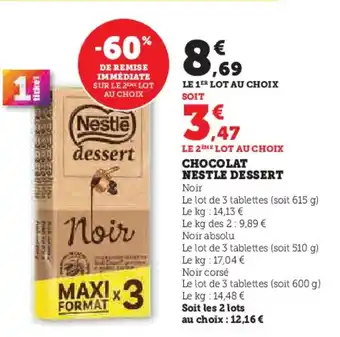Hyper U NESTLE Dessert chocolat offre