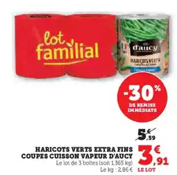 Hyper U D'AUCY Haricots verts extra fins coupes cuisson vapeur offre