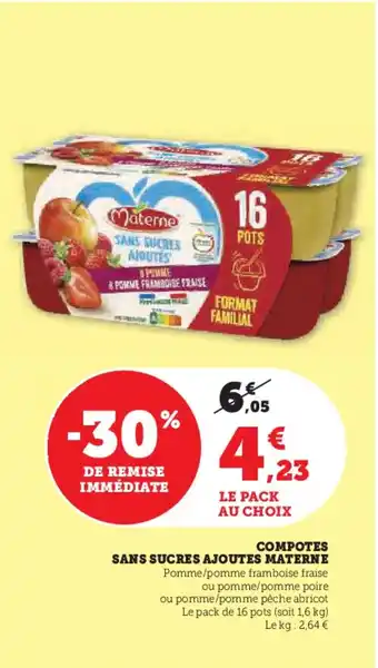 Hyper U MATERNE Compotes sans sucres ajoutes offre