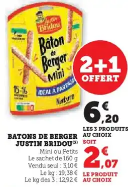 Hyper U JUSTIN BRIDOU Batons de berger offre