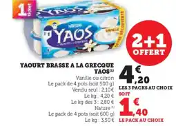 Hyper U YAOS Yaourt brasse a la grecque offre