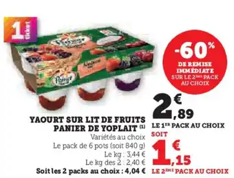 Hyper U PANIER DE YOPLAIT Yaourt sur lit de fruits offre