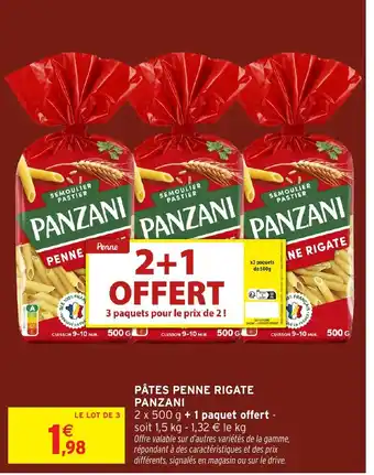 Intermarché Paquets de Pâte Panzani Penne Rigate offre