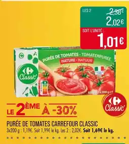 Match Carrefour Classic Purée de tomates offre