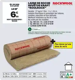 Brico Dépôt Rockwool - laine de roche revetue kraft ''roulrock'' offre