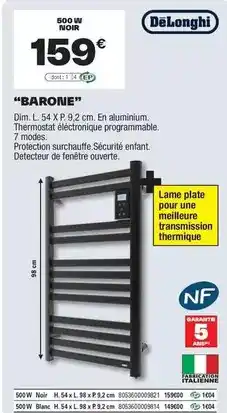Brico Dépôt Delonghi - sèche-serviettes ''barone'' offre