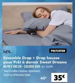 Narbonne accessoires Ensemble drap + drap housse pour prêt à dormir sweet dreams offre