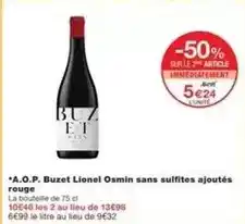 Monoprix A.o.p. buzet lionel osmin sans sulfites ajoutés rouge offre