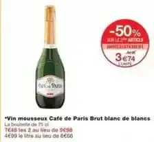 Monoprix Brut - vin mousseux café de paris blanc de blancs offre