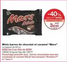 Monoprix Mars - minis barres de chocolat et caramel offre