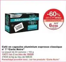 Monoprix Carte noire - café en capsules aluminium espresso classique n° 7 offre
