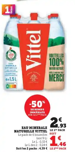 Hyper U VITTEL Eau minerale naturelle offre