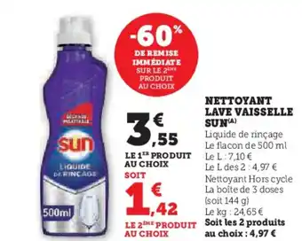 Hyper U SUN Nettoyant lave vaisselle offre