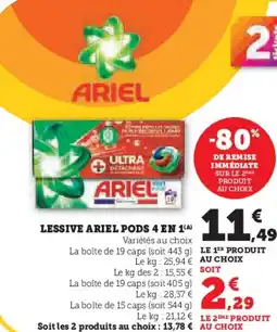 Hyper U ARIELLessive pods 4 en 1 offre