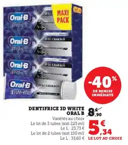Hyper U ORAL-B Dentifrice 3d white offre