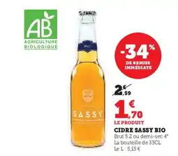 Super U SASSY BIO Cidre offre