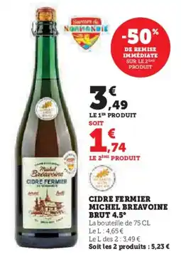 Super U Cidre fermier michel breavoine brut 4.5° offre