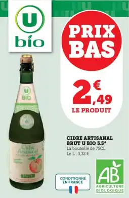 Super U Cidre artisanal brut u bio 5.5° offre