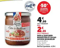 Super U Pate a tartiner noisettes et cacao lucien georgelin offre