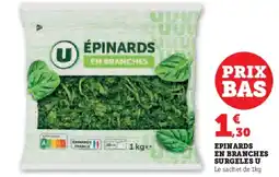 Super U U Epinards en branches surgeles offre