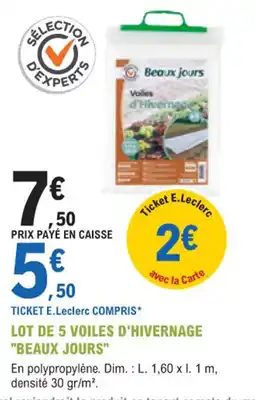 E.Leclerc Jardi Lot de 5 voiles d'hivernage beaux jours offre