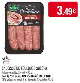 Match Saucisse de toulouse socopa offre