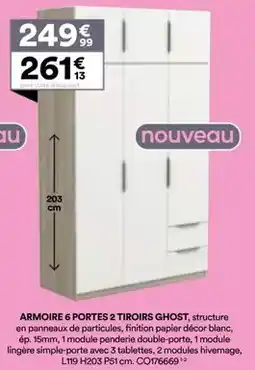 BUT Armoire 6 portes 2 tiroirs ghost offre