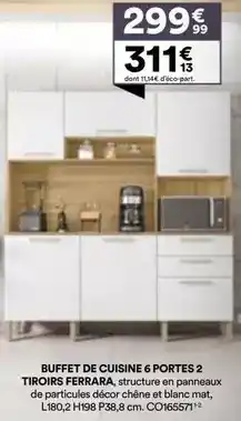 BUT Chêne - buffet de cuisine 6 portes 2 tiroirs ferrara offre