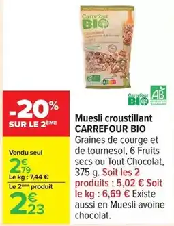 Carrefour Drive Carrefour - muesli croustillant bio offre