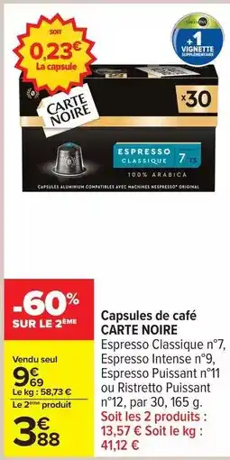 Carrefour Drive Carte noire - capsules de café offre
